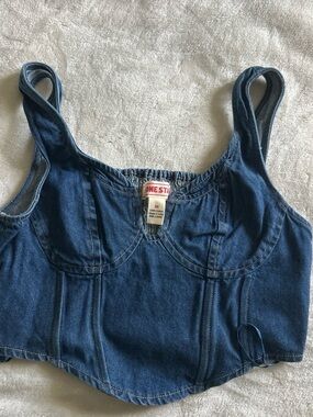 Denim Blue Crop Tank Top
